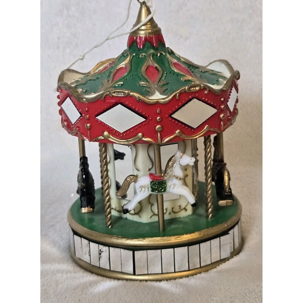 Vintage 1991 NOMA OrnaMotion Carousel Horse Christmas Ornament Mirrored No Motor